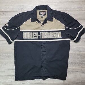 Harley Davidson Mechanic Snap Button Men’s Size L Black & Tan